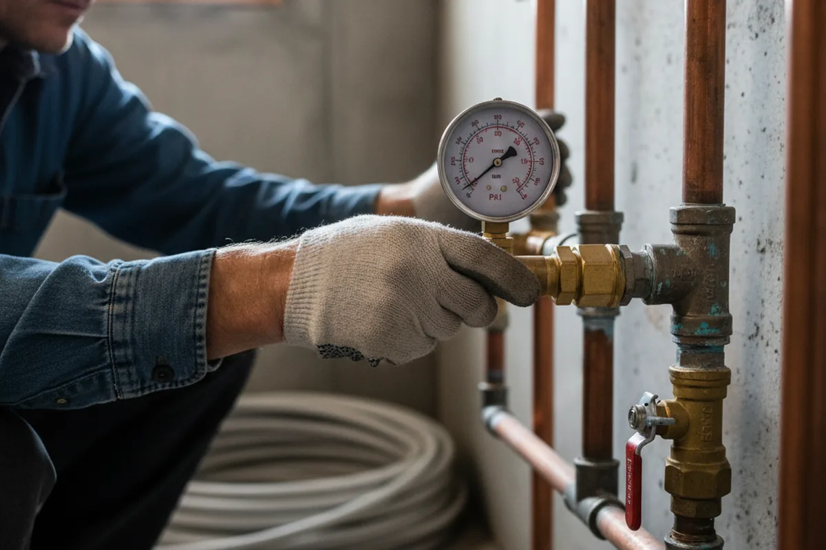 Pressure testing a repaired line during Water Line Repair in Odonnell